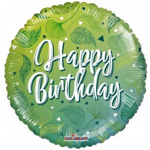 Green Leaf Motif Tropical Birthday Balloon